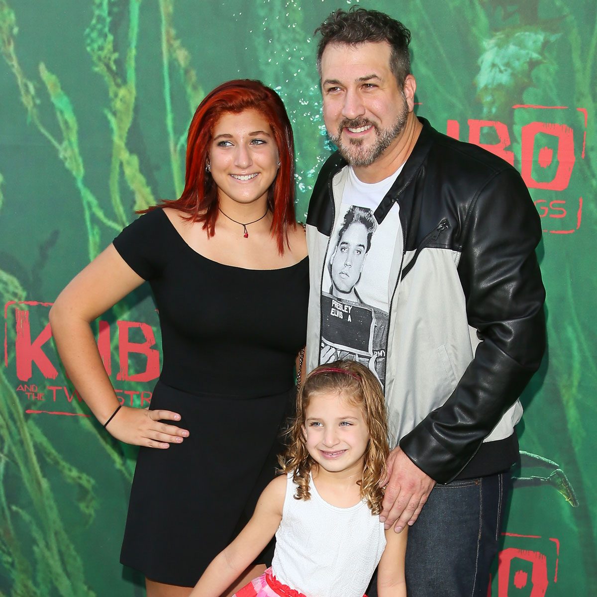 Kelly Baldwin, Joey Fatone and daughter attend the premiere Focus Features' 'Kubo and The Two Strings' on August 14, 2016 in Universal City, California.