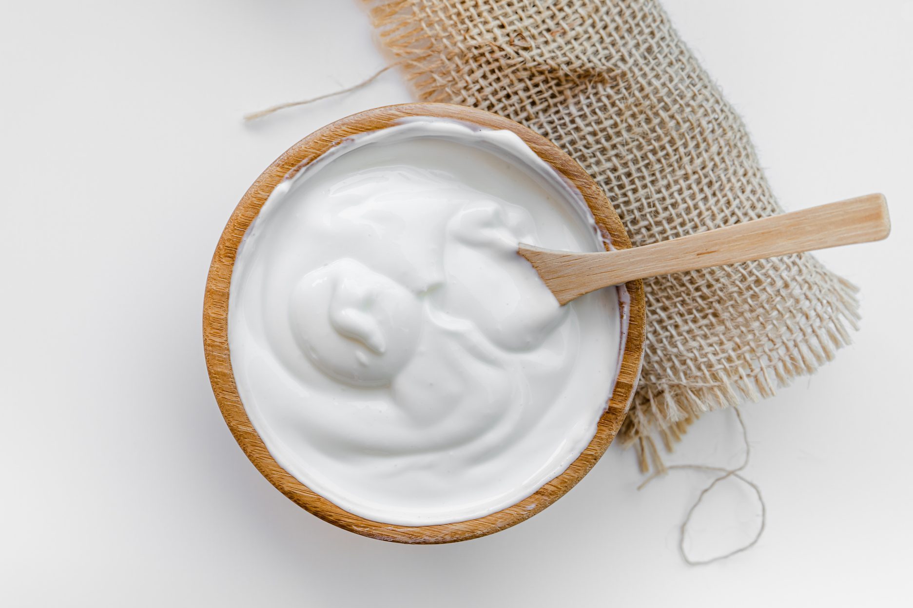 Healthy breakfast with Fresh greek yogurt on background