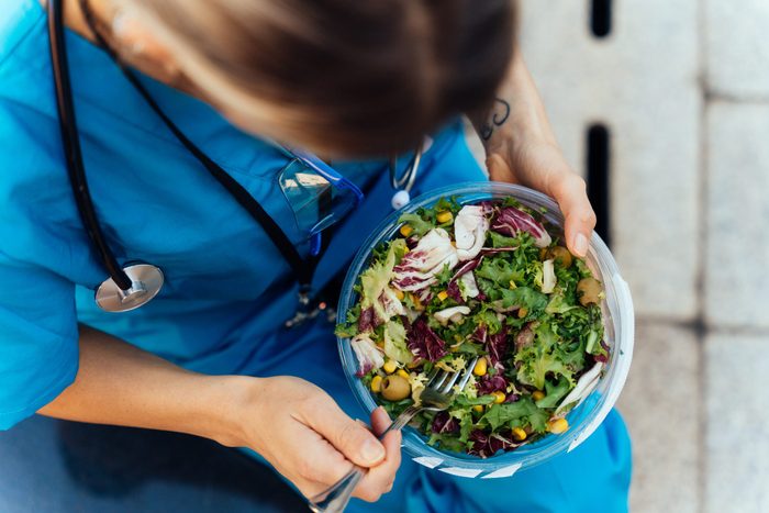 representation of the daily life of a nurse going to work