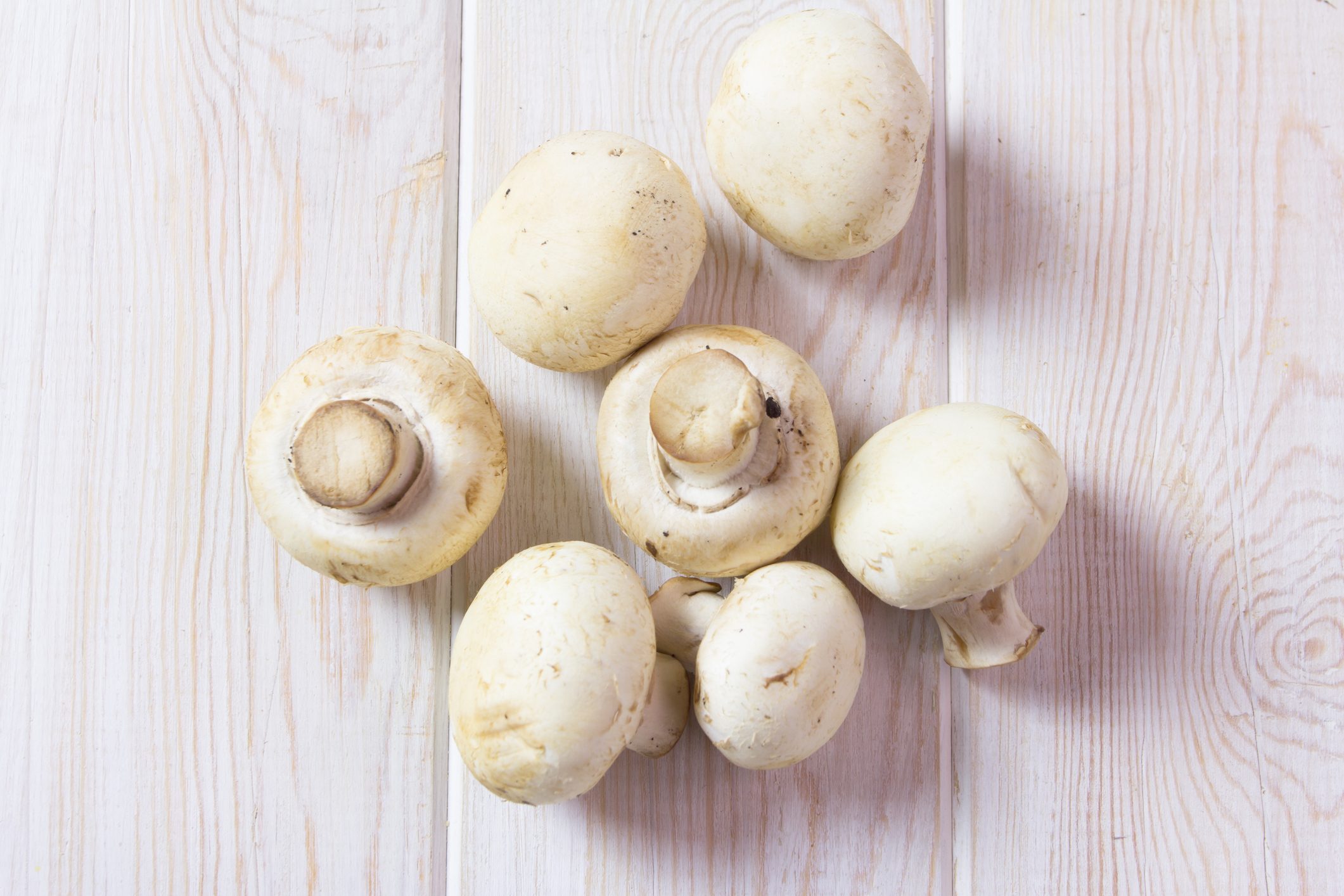 Champignon on wooden background