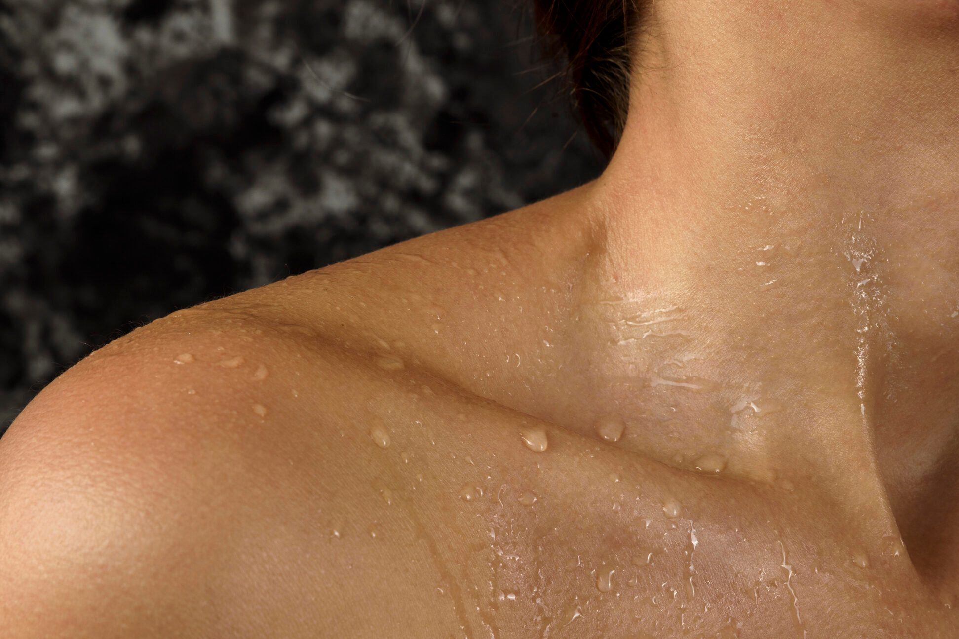 Wet woman's neck