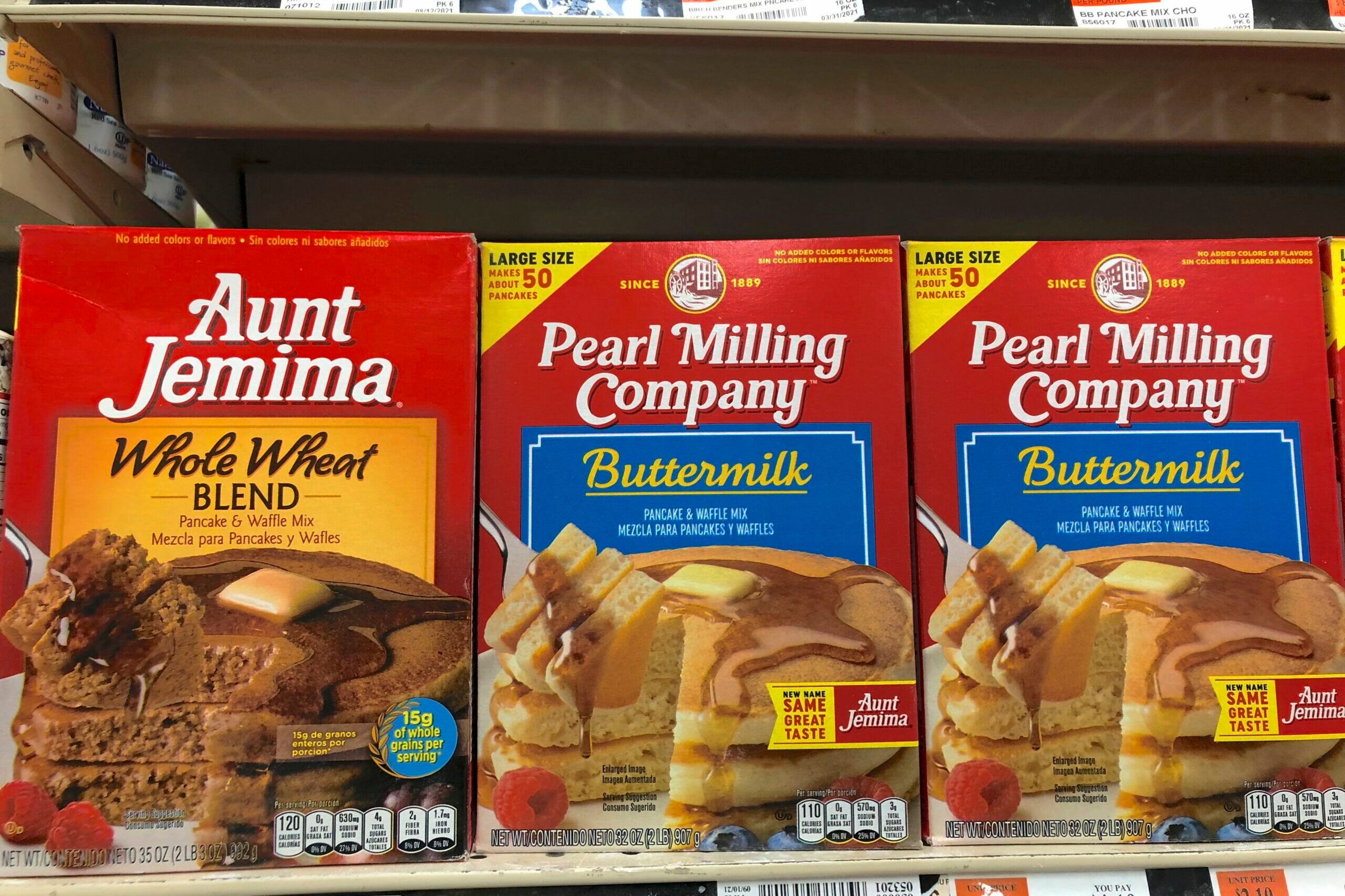 Aunt Jemima and Pearl Milling Company logos shown for brand recognition purposes only; these are not the products included in the recall.