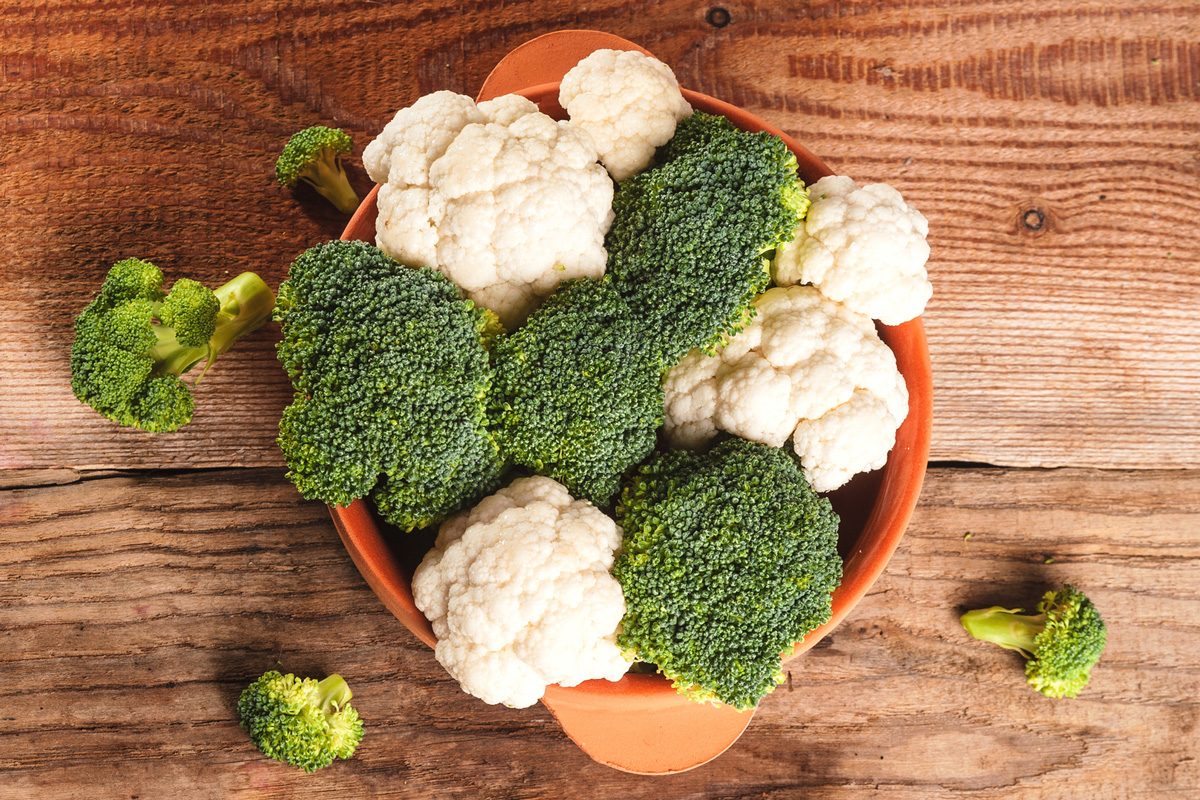 broccoli and cauliflower on a table