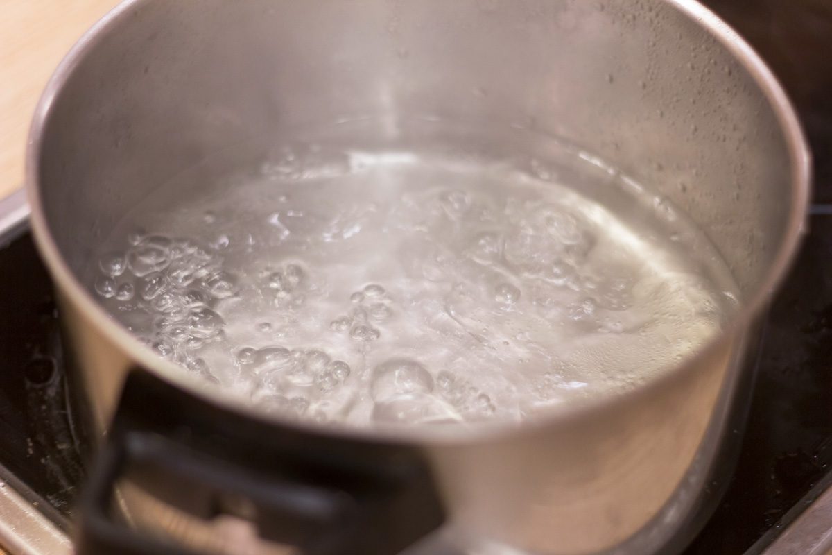 boiling water in pan