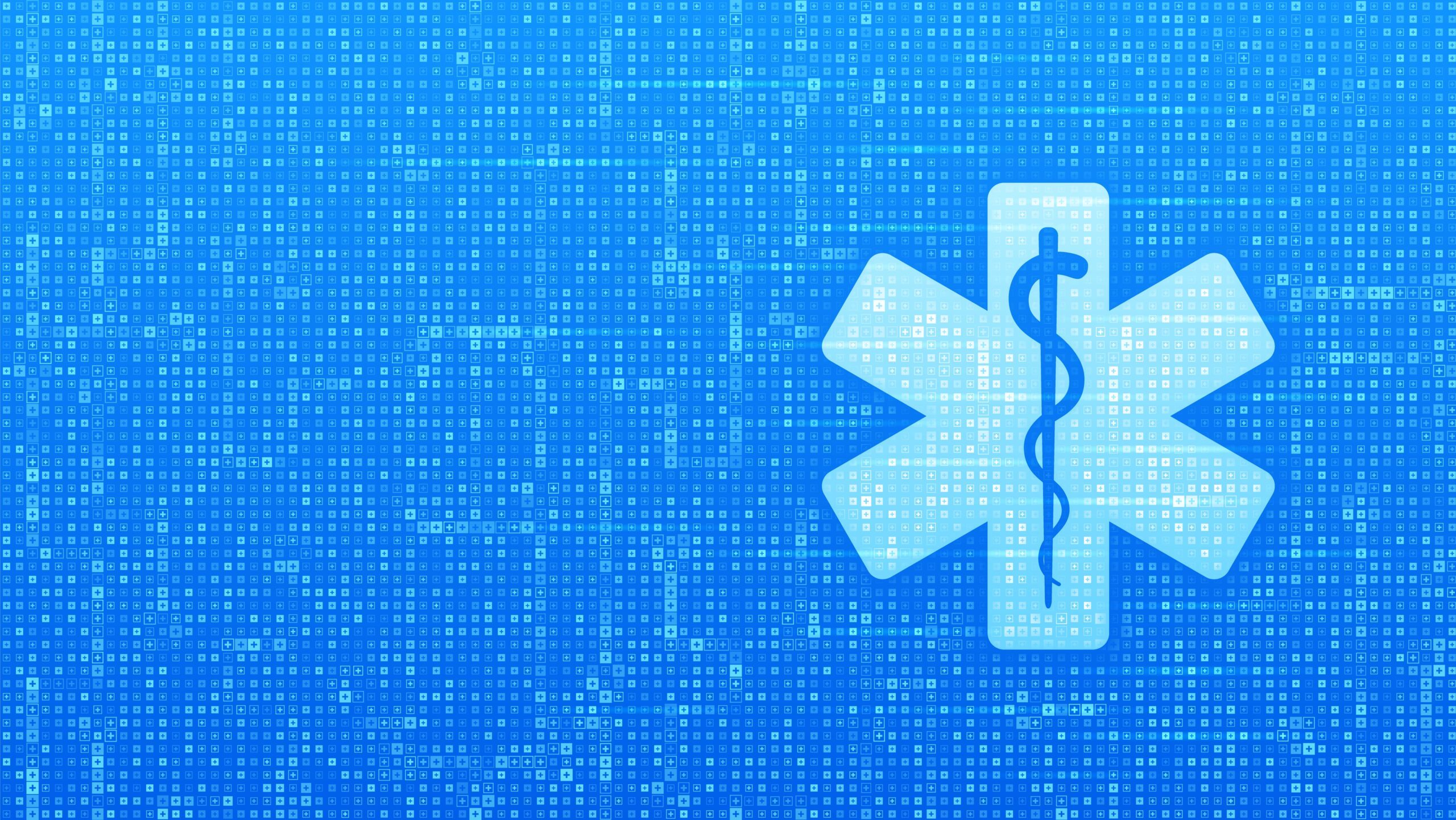 Emergency Medical Services Icon On Blue Medical Background Made With Cross Shape Symbol. Emergency Call. Online Medical Support. Medicine And Healthcare Application. Vector Illustration.